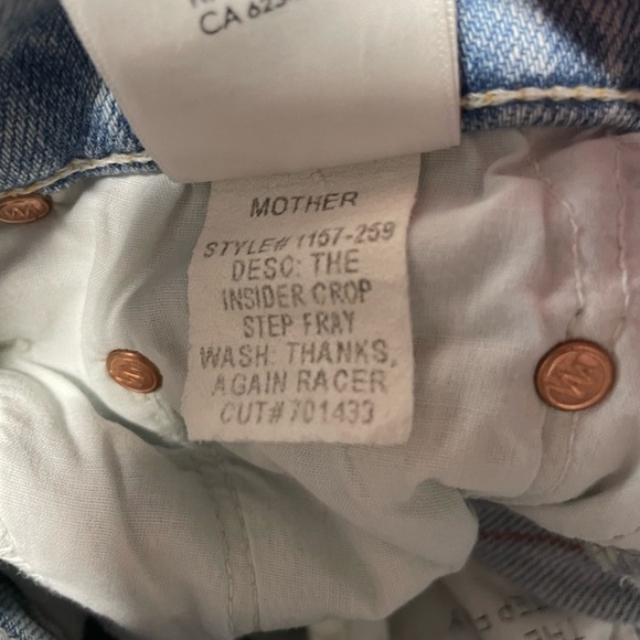 Mother Superior jeans the insider crop step fray thanks racer stripe women’s 24 - Picture 7 of 11